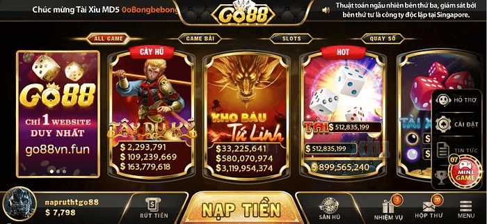 Giao diện cổng game Go88